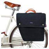 TOURBON Canvas Cycling Bicycle Bike Pannier Rear Seat Bag Rack Trunk (Waterproof, Roll-Up) (Black) - Retail: $90