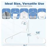 HOUSE DAY White Plastic Hangers 50 Pack, Plastic Clothes Hangers with Built-in Hooks, Durable and Strong Plastic Coat Hangers for Closet, Space Saving Clothing Hanger for Shirts, Coats, Skirt, Dress -
