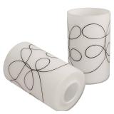 Anmire 2 Pack Modern Line Style Glass Shade, Cylinder Light Fixture Replacement Globe or Cover with 1-5/8-Inch Fitter for Chandelier Wall Sconce Pendant Light, G0048 - Retail: $27