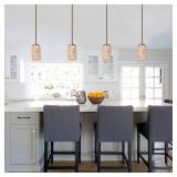 Anmire 2 Pack Modern Line Style Glass Shade, Cylinder Light Fixture Replacement Globe or Cover with 1-5/8-Inch Fitter for Chandelier Wall Sconce Pendant Light, G0048 - Retail: $27