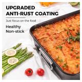 HONGBAKE Lasagna Pan 3 Inch Deep, 15x10\ Baking Pan for Oven, Nonstick Cake Baking Dish for Brownie, Roasting Pans with Stainless Steel Handles, Heavy Duty, Dishwasher Safe, Dark Grey - Retail: $24in