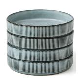 famiware Star 7.5\ Pasta Bowls Set, Salad Bowl Set of 4, Double Reactive Glaze, Stackable, Ideal for Your Friend for Housewarming, Festivals, Smoky Blue - Retail: $40in
