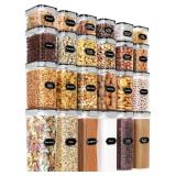 PRAKI Airtight Food Storage Containers Set with Lids - 24 PCS, BPA Free Kitchen and Pantry Organization, Plastic Leak-proof Canisters for Cereal Flour and Sugar - Labels and Marker - Retail: $30