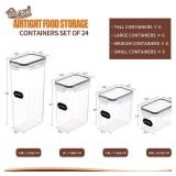PRAKI Airtight Food Storage Containers Set with Lids - 24 PCS, BPA Free Kitchen and Pantry Organization, Plastic Leak-proof Canisters for Cereal Flour and Sugar - Labels and Marker - Retail: $30
