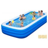 Large Inflatable Swimming Pool - GISAEV 145\ X 74\in X 22\in Oversized Thickened Blow Up Pool for Kids and Adult, Kiddie Pool for Backyard - Retail: $60in