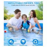 Large Inflatable Swimming Pool - GISAEV 145\ X 74\in X 22\in Oversized Thickened Blow Up Pool for Kids and Adult, Kiddie Pool for Backyard - Retail: $60in