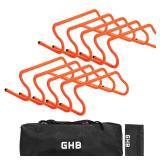 GHB 10 Pack 8\ Agility Hurdles Speed Agility Training Hurdles, Detachable Sturdy Hurdles Training Equipment Set with Carry Bag for Kids,Athletes,Soccer,Basketball - Retail: $40in