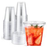 Eupako 8 oz Plastic Cups with Lids 100 Sets, Disposable Clear Cups with Lids, Cold Drink Containers for Beverage, Parfait, Smoothie - Retail: $17