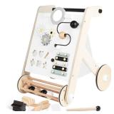 Asweets Wooden Baby Walker, Push and Pull Learning Activity Walker with Roller for Boys and Girls, Stand Learning Walker Toddler Toy(Roller) - Retail: $904