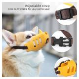 NACOCO Anti Bite Dog Muzzle - Dog Soft Mouth Rhino with Adjustable Strap Covers Breathable Silicone Cage Pet for Biting Chewing Small Medium (Yellow Rhino, L) - Retail: $16