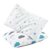 TILLYOU Toddler Pillowcase 2 Pack with Envelope Closure,Silky Soft Microfiber 13\ x 18\in Kids Travel Pillow Cases,Blue Clouds and Blue Stars - Retail: $10in