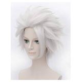 morvally Undersea Witch Costume Wig for Women Short Silver Grey Cosplay Wig Anime Layered Synthetic Hair Halloween Wigs for Adults - Retail: $20