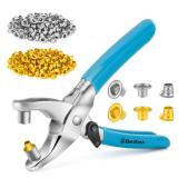 DURATECH Grommet Eyelet Pliers kit, Eyelet Pliers with 500 Gold and Silver Metal Eyelet Grommets, Handheld Grommet Tool Kit for Leather/Belt/Shoes/Cloths/Gift label