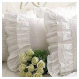 One Piece Shabby Vintage White Embroidery Lace Ruffle Matching Pillowcase 1122 (Standard 20\x30\in) - Retail: $20in