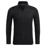 Alimens and Gentle Mens Dress Shirt Black Button up Shirt Stretch Slim Fit Long Sleeve Casual Skinny Muscle Fit Wrinkle Free M - Retail: $25