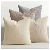 MIULEE Pack of 4 Christmas Couch Throw Pillow Covers 16x16 Inch Neutral Beige/Brown Soft Decorative Chenille Pillow Covers Farmhouse Accent Cushion Covers for Boho Home Decor Sofa Bedroom Living Room 