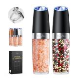 Sangcon Gravity Electric Salt and Pepper Grinder Set Shakers UPGRADED 9OZ XL CAPACITY Battery Powered Refillable Automatic One Hand Operation Adjustable Coarseness Mill Grinder Set for Kitchen - Retai