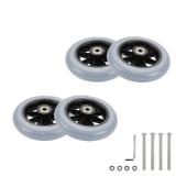 Savagrow 4Pcs Thicker PVC Walker Wheel Casters Wheel Replacement 4.84\ Gray Walking Aid Wheel with 85mm Screws and L-Wrench - Retail: $27in