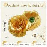 HAPY SHOP  Gold Rose Artificial Flowers Bulk, 2.4 Inch Fake Silk Roses Head Gold Artificial Flowers for Home Wedding Party Decorations DIY Bouquet - Retail: $7