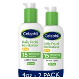 Cetaphil Daily Facial Moisturizer SPF 15, 4 Fl Oz, Gentle Facial Moisturizer for Dry to Normal Skin Types, No Added Fragrance, Pack of 2, (Packaging May Vary) - Retail: $30