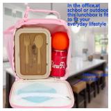 FlowFly Kids Lunch box Insulated Soft Bag Mini Cooler Back to School Thermal Meal Tote Kit for Girls, Boys, Pink - Retail: $13