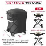 7113 Grill Cover for Weber Q Series, 600D Anti-Fade Compatible with Q100 Q120 Q1000 Q200 Q220 Q2000 2400 Q2200 Q1200 Gas Grills, Fits Weber 50060001 51060001 54060001 Waterproof Anti-Fade Grill Cover 