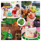 12 Pcs Tropical Leaves Party Decoration Artificial Palm Leaf, Faux Tropical Green Leaves for Party Decorations Jungle Beach Theme Party Table Leave Decorations (13.7inch) - Retail: $13