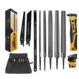 TOOLAN: File Set, File and Saw Set. metal file,metal files tools for steel,Professional Steel File Triangle/Flat/Half-Round/Round Files for MetalWoodPlastic,Woodworking, Blade Quick Change Mechanism -