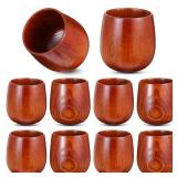 FdcZeyxior 10 Pack Wooden Cups, 5 Oz Japanese Tea Cups Handmade Wooden Coffee Mug Natural Wood Water Cup for Drinking, Milk, Wine, Coffee, Hot Drinks, 180ML - Retail: $22