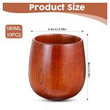 FdcZeyxior 10 Pack Wooden Cups, 5 Oz Japanese Tea Cups Handmade Wooden Coffee Mug Natural Wood Water Cup for Drinking, Milk, Wine, Coffee, Hot Drinks, 180ML - Retail: $22