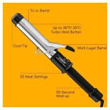 Conair Instant Heat 1¼-Inch Curling Iron, 1¼-Inch Barrel Produces Loose Curls, Hair Curler for Medium and Long Hair, 25 Heat Settings, Black - Retail: $11