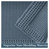 RESARE Waffle Bath Mat - Super Absorbent Non Slip Machine Washable Boho Bath Rugs with Tassels, Upgraded Bordered Design, 17\x24\in Blue - Retail: $20in