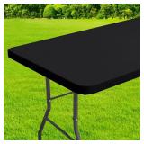 homing Rectangle Table Cloth Cover, Waterproof Polyester Elastic Fitted Tablecloth, Fits for 5 Foot Folding Tables, Washable Table Protector for Picnic, Camping, Outdoor (Black, 36\ x 60\in) - Retail: