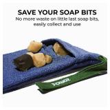 ZOMCHI 2 Pieces Soap Bags for Soap Bars with Different Roughness, Exfoliating Soap Saver Bags, Soap Pouch for Body Wash (Blue) - Retail: $10