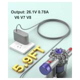 26.1V Replacement for Dyson Charger Compatible with Dyson V6 V7 V8 Car+Boat Cordless Vacuum 26.1V Battery Charger, 5.9FT Cord - Retail: $20