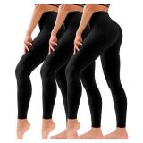 Hmuuo 3 Pack Leggings for Women High Waisted Tummy Control No See-Through Yoga Pants Workout Running Leggings L - Retail: $20