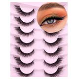 Fox Eyelashes False Lashes Dramatic Faux Mink Lashes Wispy 18mm Long Angel Wing Eyelash Lift Fake Eye Lashes Pack 7 Pairs - Retail: $9