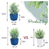 summer flower 2 Pack Fake Plants in Pot Small Artificial Eucalyptus Potted Plant Faux Rosemary in Pot Greenery for Home Decor Indoor Office Shelf Table Desk Bathroom Decoration (Blue-2) - Retail: $9