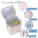 BABEYER Breastmilk Cooler Bag with Ice Pack Fits 6 Baby Bottles Up to 9 Ounce, Baby Bottle Bag with Shoulder Strap for Nursing Mom Daycare, Cream - Retail: $24