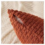 Kevin Textile Fall Pack of 2 Corduroy Decorative Throw Pillow Covers 22x22 Inch Soft Boho Striped Pillow Covers Modern Farmhouse Home Decor for Sofa Living Room Couch Bed Rust - Retail: $16