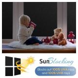 rabbitgoo Blackout Window Film, Sun Heat Blocking Privacy Cover for Glass, Removable Opaque Room Darkening Dark Black Out Window Covers Tint Shades for Home Day Sleep Light Blocker 17.5 x 78.7 Inches 