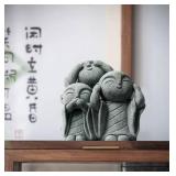 SEEK RARE Mini Monk Buddha Statue Green Sandstone Statues Zen Monk Praying Statue Sculptures for Wealth Good Luck Feng Shui Decor Home Fish Tank Aquarium Garden (Style 3) - Retail: $10