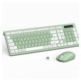 Wireless Keyboard and Mouse Combo, Full-Sized Wireless Keyboard and Adjustable DPI Mouse, 2.4GHz USB Receiver, Silent Keyboard and Mouse for PC, Windows, MAC, Desktop, Laptop (Avocado Green) - Retail: