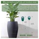 XLUX Long Probe Deep Use Soil Moisture Meter Sensor, Water Monitor Indicator, Hygrometer for Outdoor Indoor Large Pot Plants, Flower, Gardening, Farming, 2 Pack - Retail: $20