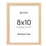 upsimples 8x10 Picture Frame, Natural Solid Wooden Picture Frames, Display 5x7 with Mat or 8 x 10 Without Mat, Wall or Tabletop, 1 Pack, Natural - Retail: $9