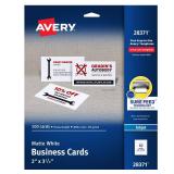 Avery Printable Business Cards with Sure Feed Technology, 2\ x 3.5\in, White, 100 Blank Business Cards, Inkjet Printer Paper (28371) - Retail: $5in