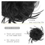 FORCUTEU Messy Bun Hair Piece Tousled Updo Hair Piece Scrunchies Synthetic Wavy Bun Extensions Rubber Band Elastic Scrunchie (2#(natural black)