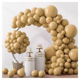RUBFAC 129pcs Light Brown Balloons Different Sizes 18 12 10 5 Inch Latex Tan Balloon Kit for Birthday Party Baby Shower Wedding Anniversary Decoration - Retail: $8