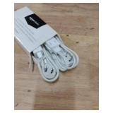 Amazon Basics Extension Cord with Multiple Outlets, 3 ft 2-Prong Indoor Power Strip, Flat Plug, 13 Amps, 1625 Watts, 125 VAC, White, 2-Pack - Retail: $6