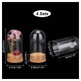 PH PandaHall 4pcs Glass Display Dome Cloche, Glass Bell Jar with Cork Base Small Glass Bottles Dome Decorative Jars Display Case for Flower Storage Home Christmas Party Favor Decoration, 1.85x3.35inch